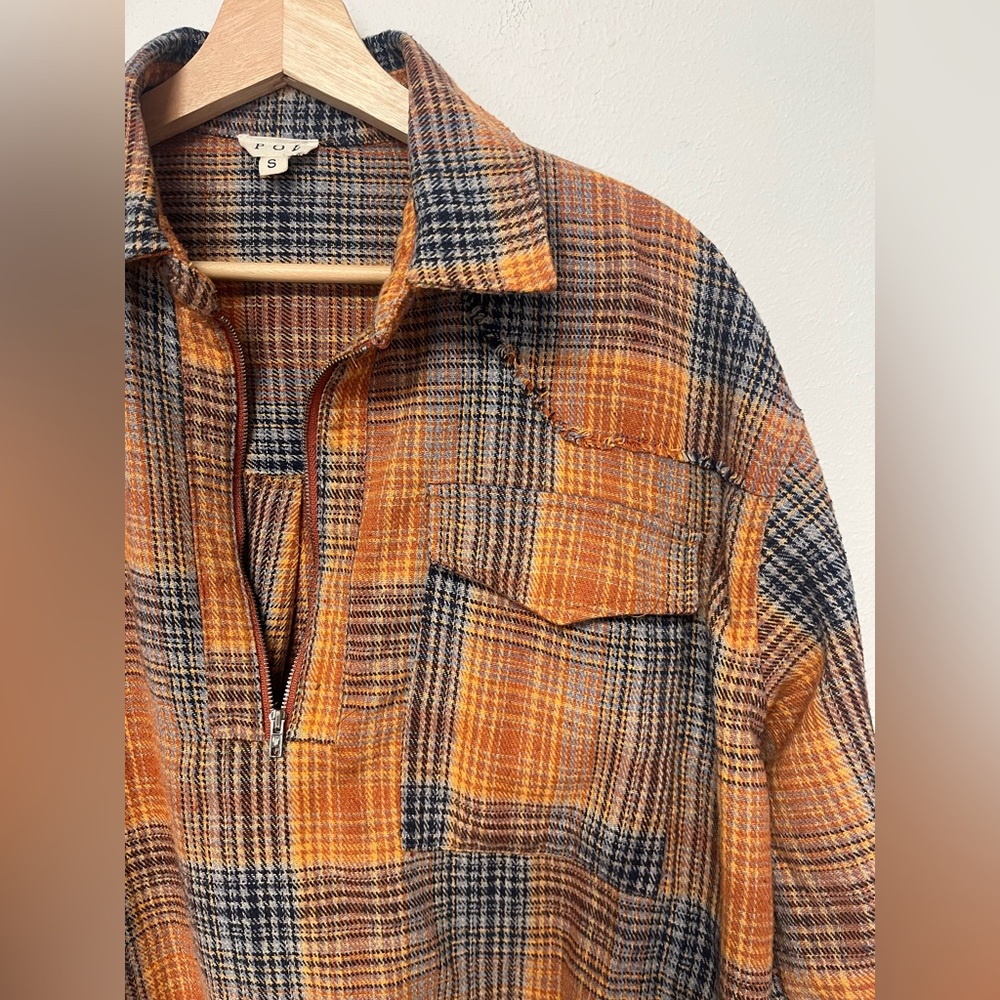 Plaid Orange and Blue Women's Shirt - Picture 5 of 8